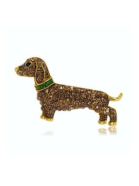 Rhinestone Dachshund Brooch, Tiny Dog Brooch